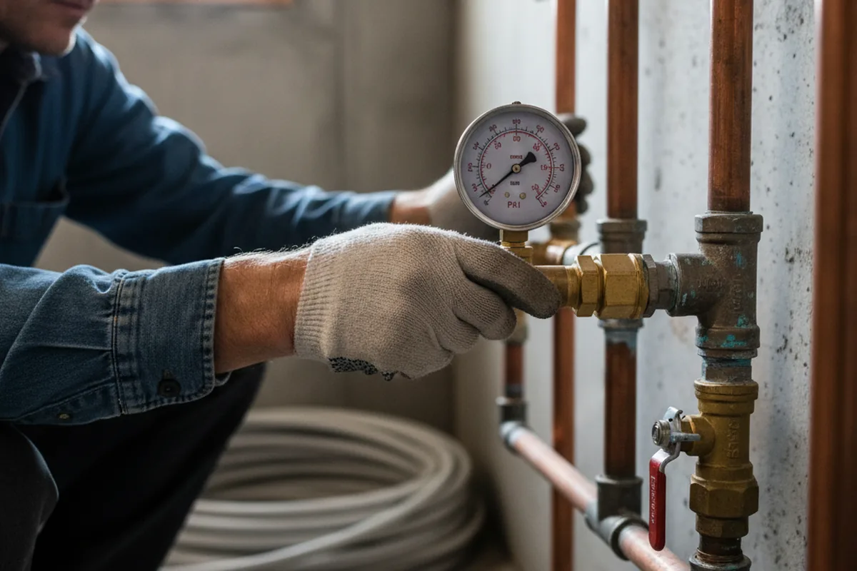 Pressure testing a repaired line during Water Line Repair in Scituate
